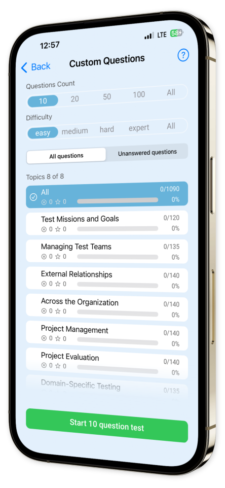 ISTQB Expert Test Management app screenshot first